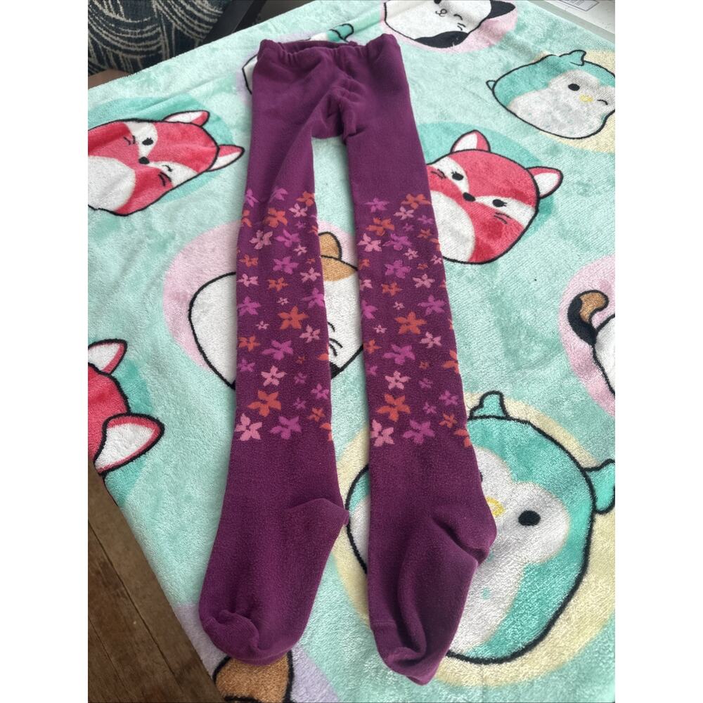 Girls Size 8 LL Bean Flower Tights Heavy And Warm